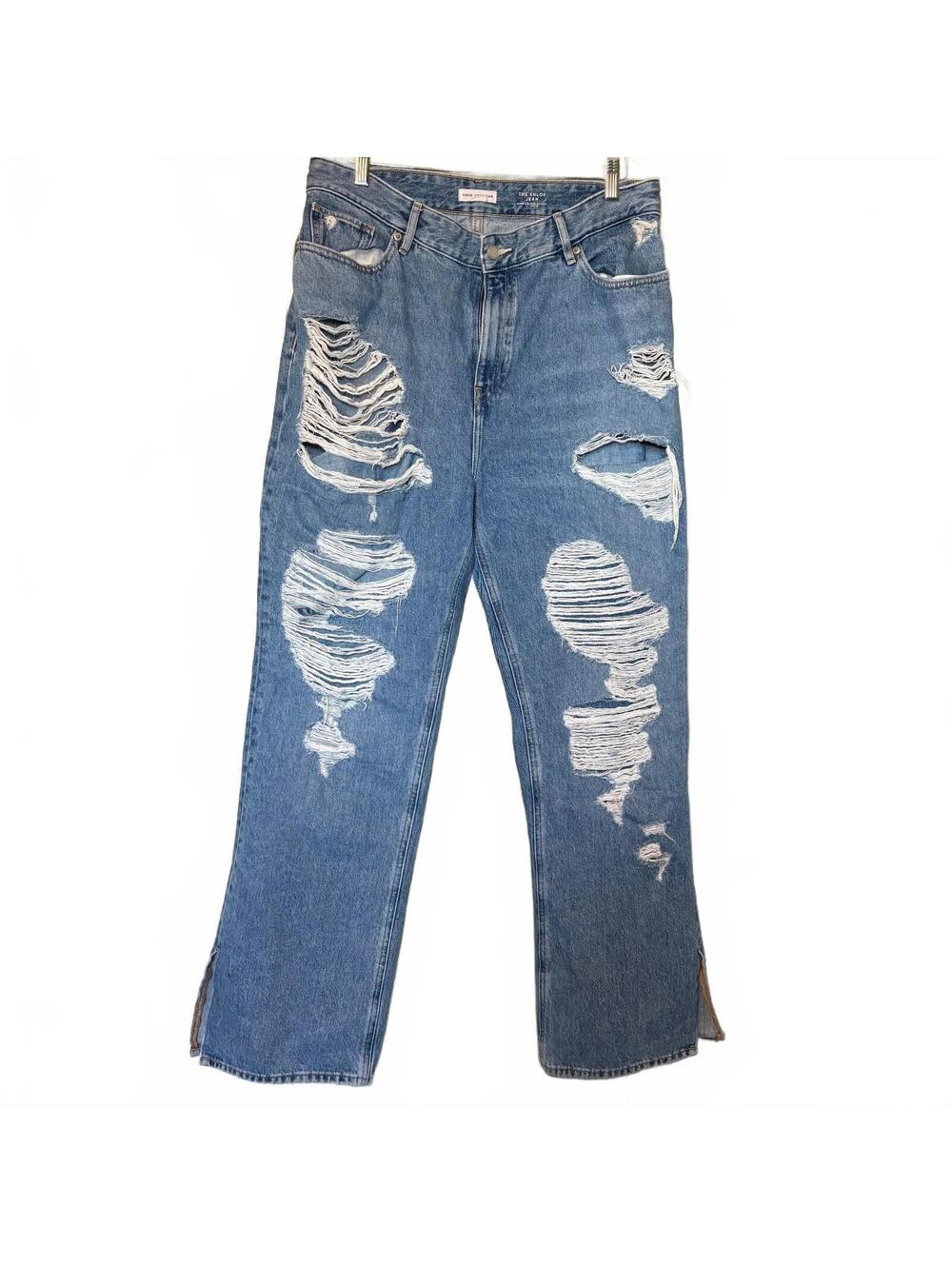 Good American The Khloe Jean Super High-Rise Straight Distressed 14/32